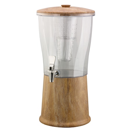 Service Ideas Beverage Dispenser, Round, 3 Gallon with Infuser Tube, Stainless Steel, Travertine Marble CBDRT3MBSS